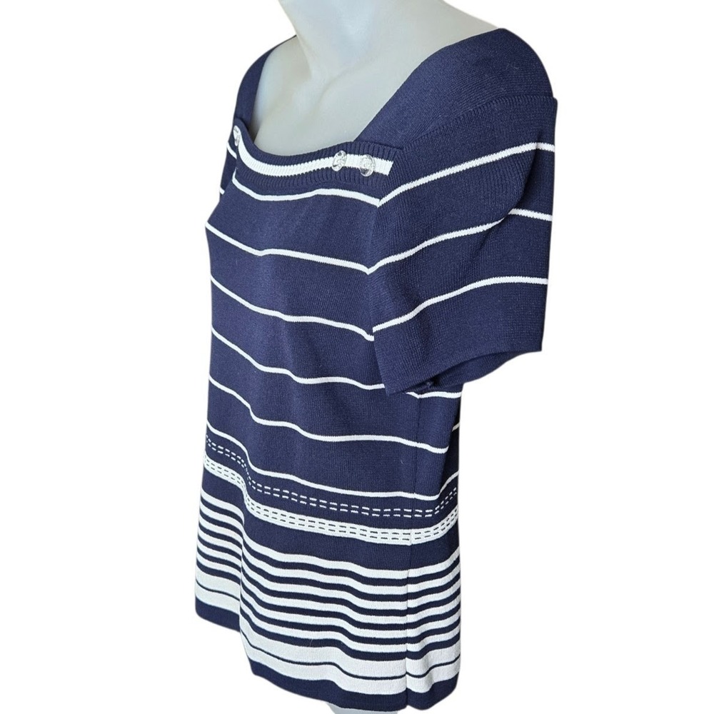 Christopher & Banks Womens Nautical Sweater Size M Coastal Striped Boat Neck - Picture 3 of 7